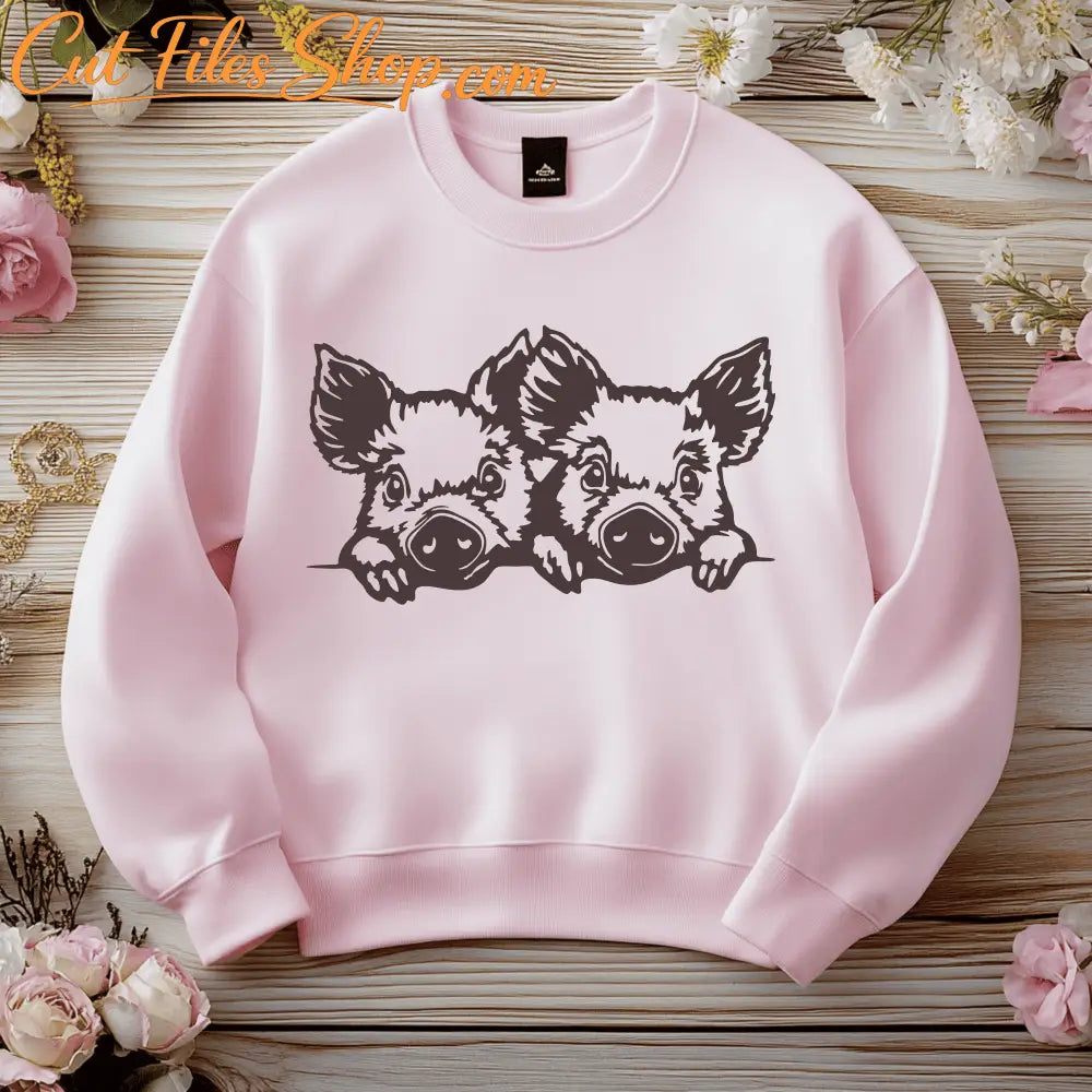 Cute Pig SVG Cut Files for Cricut, DXF for CNC, Sublimation and Silhouette Design