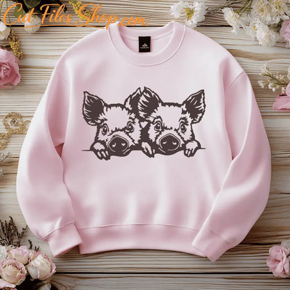 Cute Pig SVG Cut Files for Cricut, DXF for CNC, Sublimation and Silhouette Design