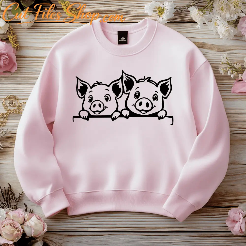 Cute Pig SVG, Cut Files for Cricut Projects, Silhouette Piglet Design, Laser Engraving Template