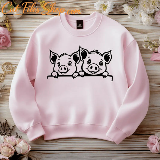 Cute Pig SVG, Cut Files for Cricut Projects, Silhouette Piglet Design, Laser Engraving Template