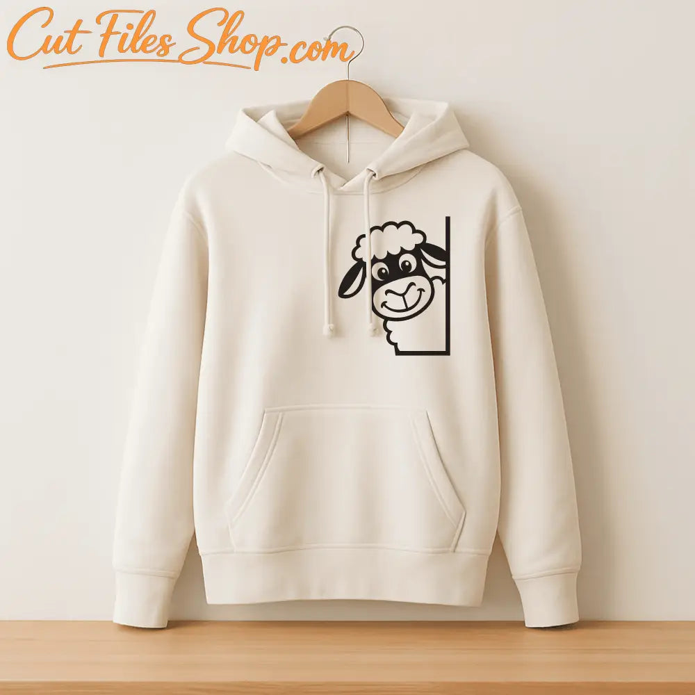 Realistic peeking sheep PNG for sublimation and printing