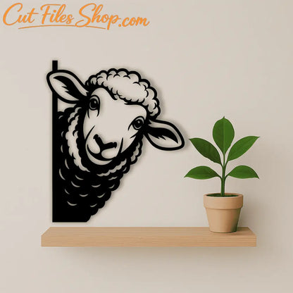 Smiling cartoon sheep vector for rustic farmhouse décor