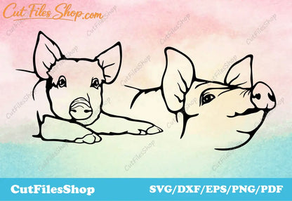 Farm Animals DXF files For CNC, Animals SVG files for cricut, SVG For Silhouette Cameo, DXF For Plasma cut, DXF For Laser Cutting, T-shirt Designs