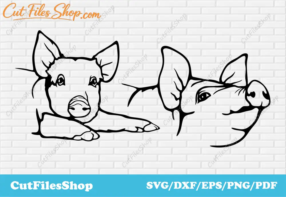 Pig svg cut file, farm animals svg for cricut, dxf files for plasma table, svg files for cnc router, cute animals for cricut
