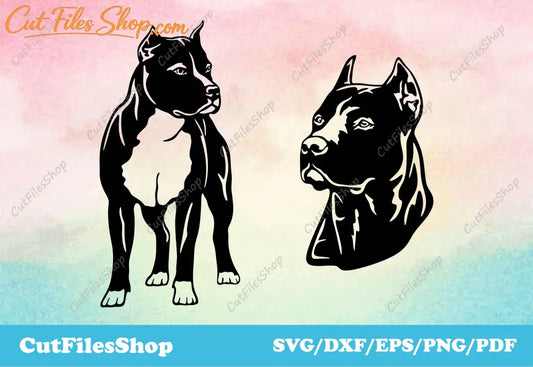 Pit Bull Terrier svg cut file for cricut, dog svg images for download, silhouette dogs