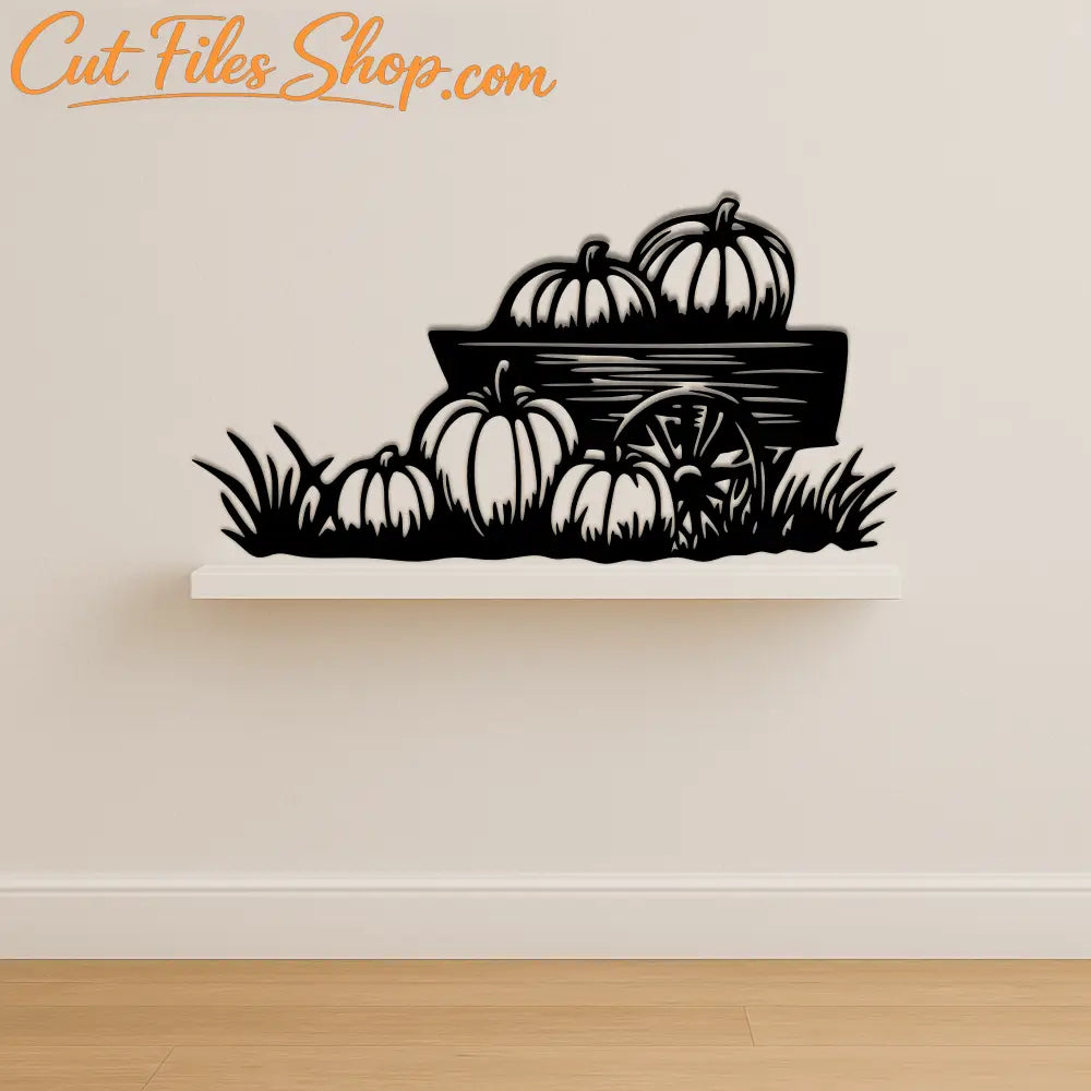 Rustic pumpkin cart autumn decor vector EPS file