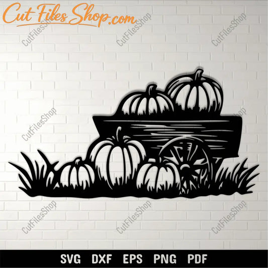 Pumpkin cart SVG fall harvest cutting file for Cricut