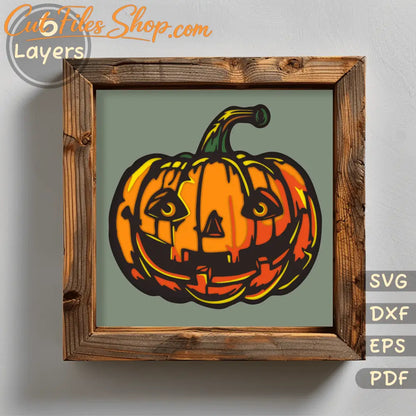 Pumpkin Shadow Box Craft, Layered SVG for Cricut, Halloween Home Decor DIY, Papercut Template, Unique Gift Idea