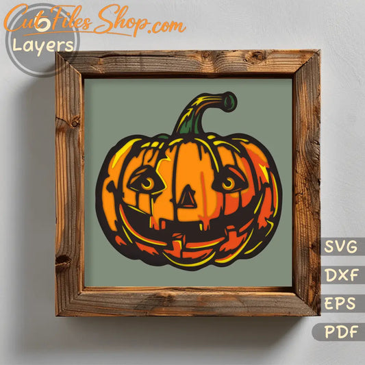 Pumpkin Shadow Box Craft, Layered SVG for Cricut, Halloween Home Decor DIY, Papercut Template, Unique Gift Idea