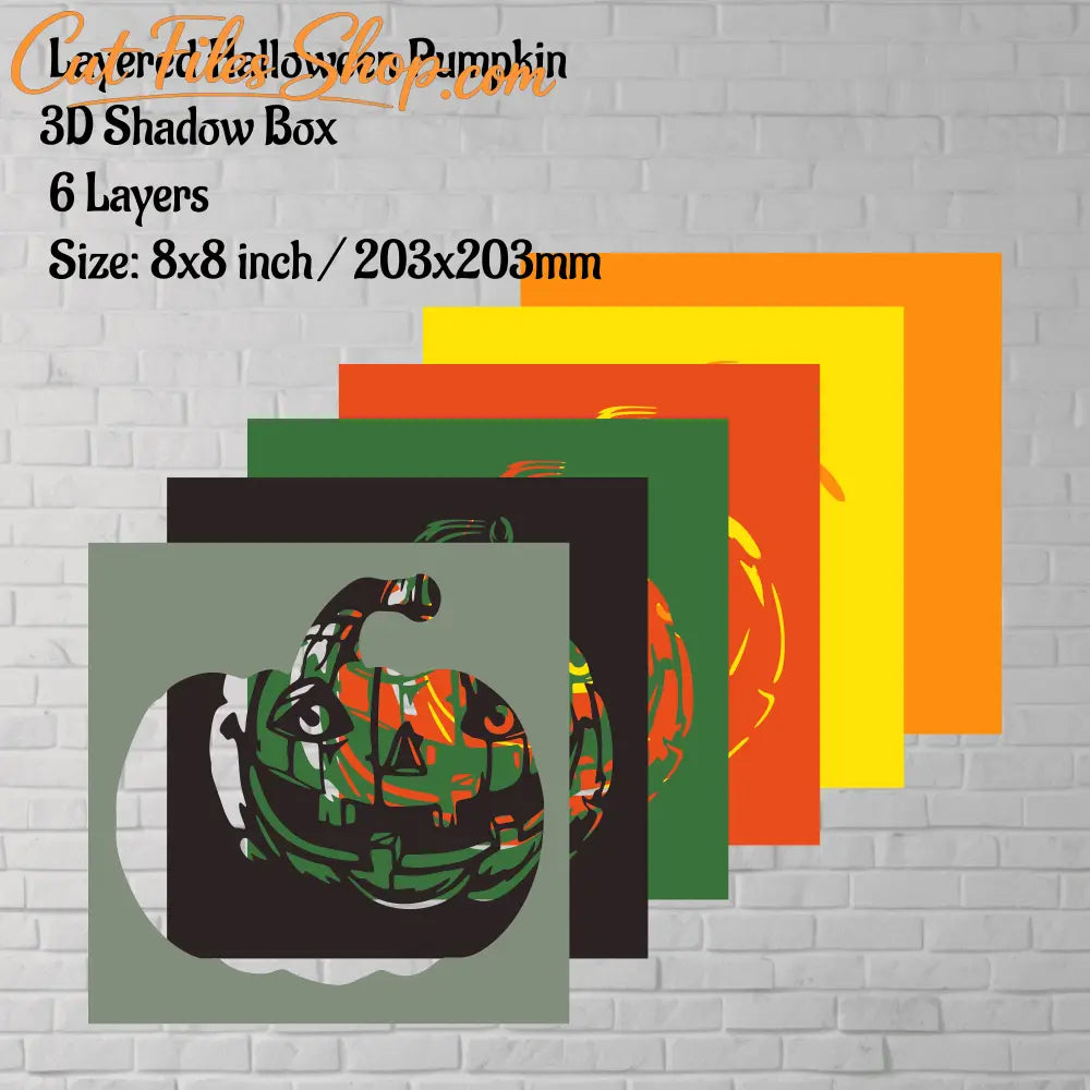 Halloween Paper Craft Shadow Box, Layered Pumpkin 3D Art, DXF for Silhouette, SVG Template for Cardstock, DIY Home Decor