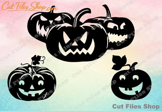 Pumpkins cut files, Halloween pumpkins, Halloween svg, scary pumpkins, svg dxf