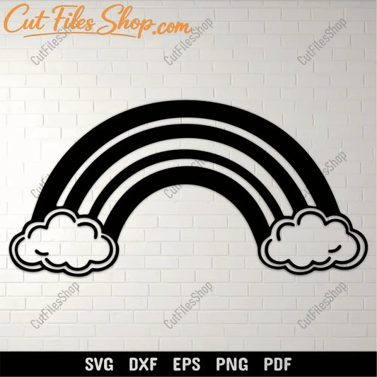 Minimalist rainbow with clouds SVG cut file