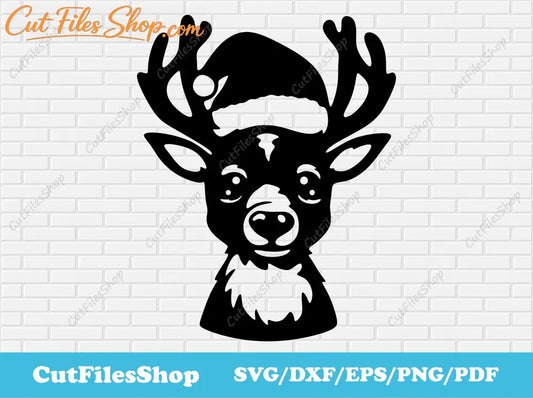 Reindeer svg for Cricut, Reindeer dxf for laser cutting metal, Christmas decor dxf, Christmas CNC design, Christmas cute animals, Reindeer silhouette, Christmas wall decor, Christmas deer svg, Free cutting files, SVG files, Downloads Svg format, free cnc designs, dxf for wood, christmas wood decor