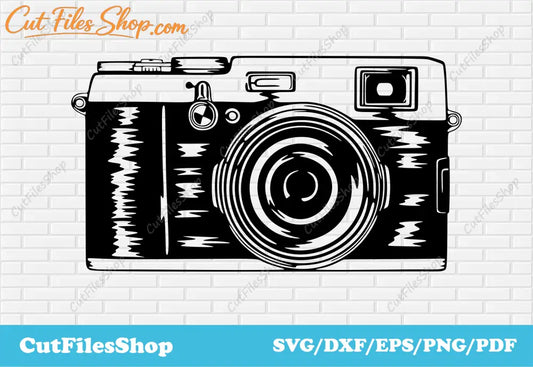 Retro camera svg cut file, dxf files for laser, dxf files for decor making, svg images for shirts, vintage svg images, Vector images for cricut, Dxf files for laser cutting, CNC plasma files, Dxf metal cutting, scene laser cut, Svg for shirts designs, svg for cut designs making, home decor dxf