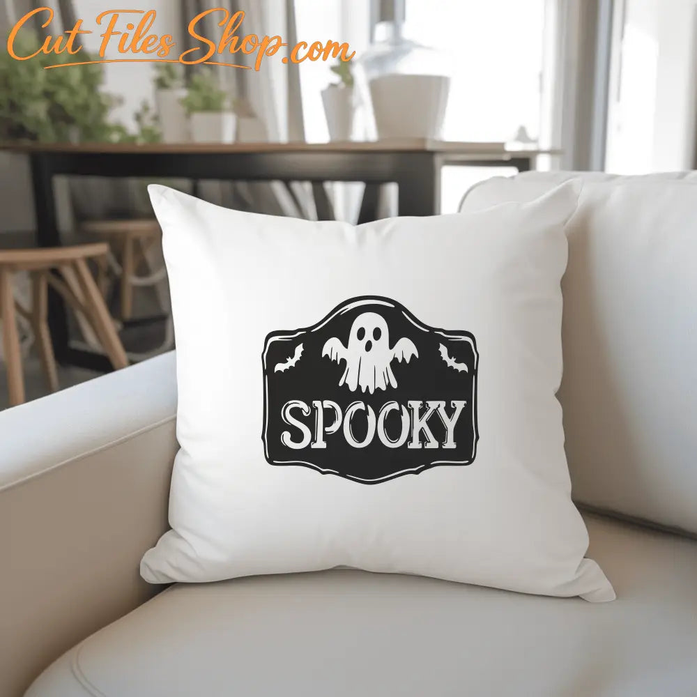 Retro Ghost Halloween SVG, DXF Cut Files, Spooky T-Shirt and Mug Design, Glowforge Ready
