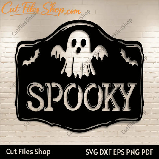 Retro Halloween Dxf Svg, Spooky Ghost T-shirt, Halloween Mug/Pillow Design, Glowforge cut files