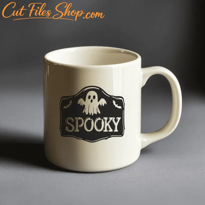 Spooky Retro Ghost SVG/DXF, Halloween T-Shirt, Mug/Pillow Design, Glowforge Laser Cut Files