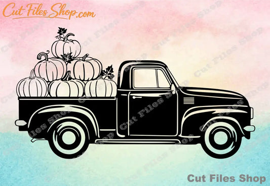Retro pickup truck, farm truck, cameo files, dxf cutting, eps for cricut, dxf for laser