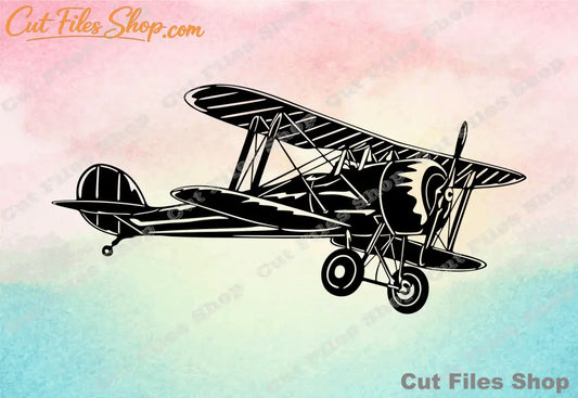 Retro plane svg, cut files, wall decal svg, metal wall art dxf, dxf cutting file, svg for cricut
