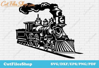 Retro train dxf for laser cut, train svg for cricut, cnc cutting designs, vector train, train for shirt, svg art, instant download svg, free download dxf, svg files for cnc router, dxf for silhouette, dxf for plasma cam, engraving vector