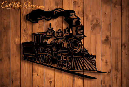 wall decor dxf for laser cut, wood decor dxf for cutting, train dxf for plasma cut, retro train dxf for laser, silhouette retro train, cnc cutting designs, wall art dxf