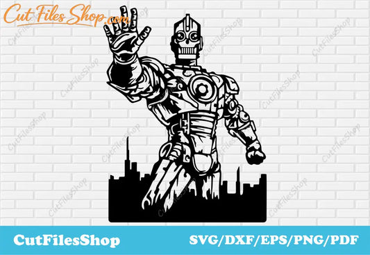 Robot vector for t shirt design, robot svg file for cricut, png for sublimation, silhouette art, fantasy svg files, dxf cut files, city dxf for plasma, town svg for cricut, vector art for shirts, svg for sweatshirt, cutting files, svg files, dxf files, pdf files