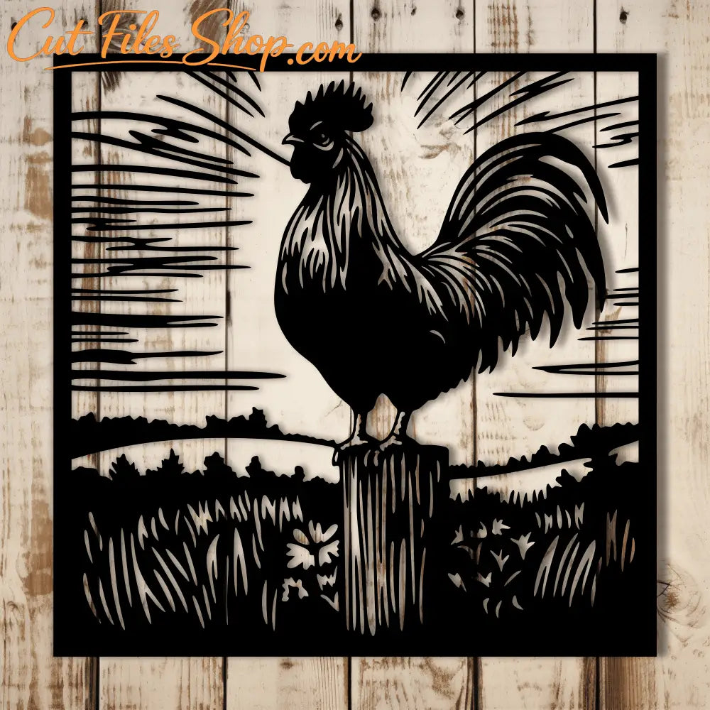 Rustic rooster wall art template
