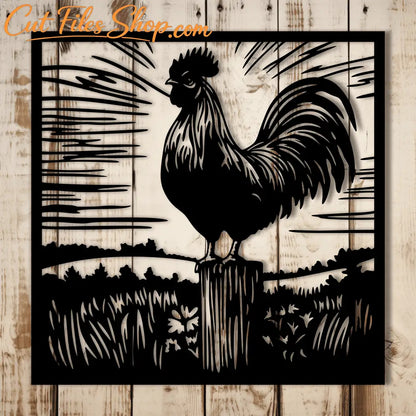 Rustic rooster wall art template