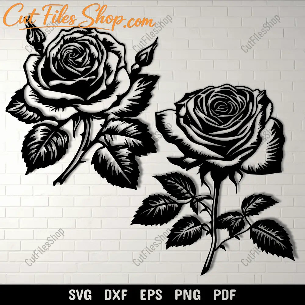 Roses SVG for Cricut Project Silhouette Rose Cut Files DXF for CNC Laser DIY Wall Art - Digital