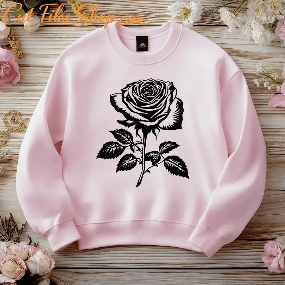 Rose Silhouette SVG for Cricut Crafts, CNC DXF File, Sublimation Art, T-shirt print DTF design