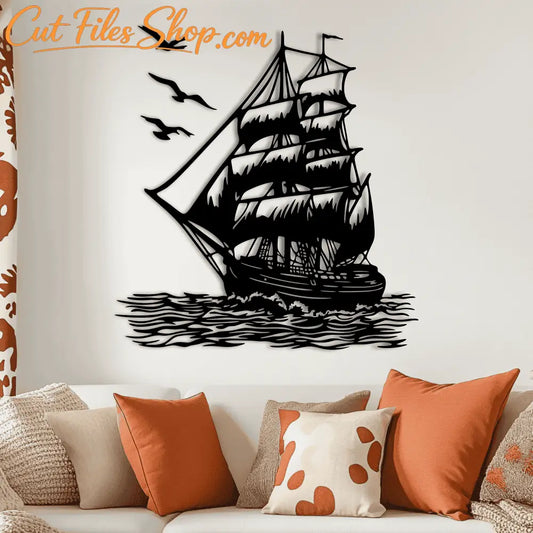 Old Ship DXF for CNC, Nautical SVG for Cricut & Laser Cut