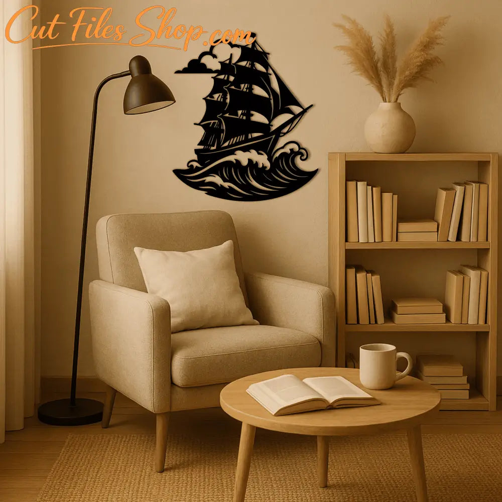 Vintage sailing ship cut file preview
