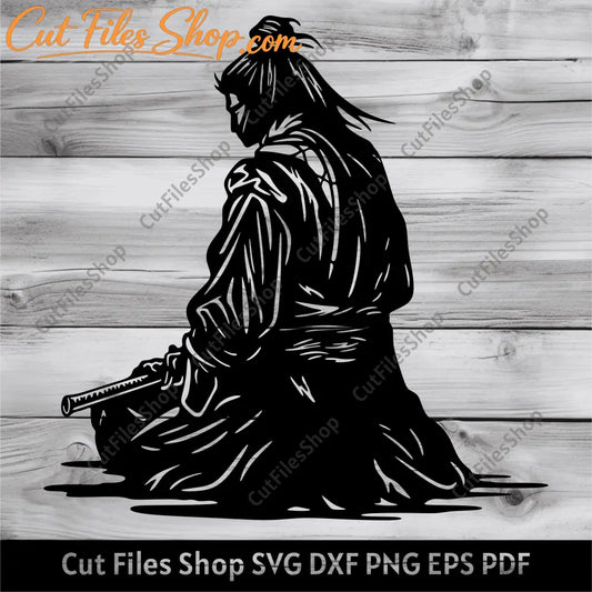 Japanese Warrior Samurai svg, Samurai Svg Cut Files For Cricut, Sublimation Design, Samurai Dxf for Laser cut, Sticker Png, T-shirt Design, cut files, Vector store, CNC Cutting, Samurai Wall Decor DXF, Japanese art png, Samurai Silhouette SVG, Samurai Clipart