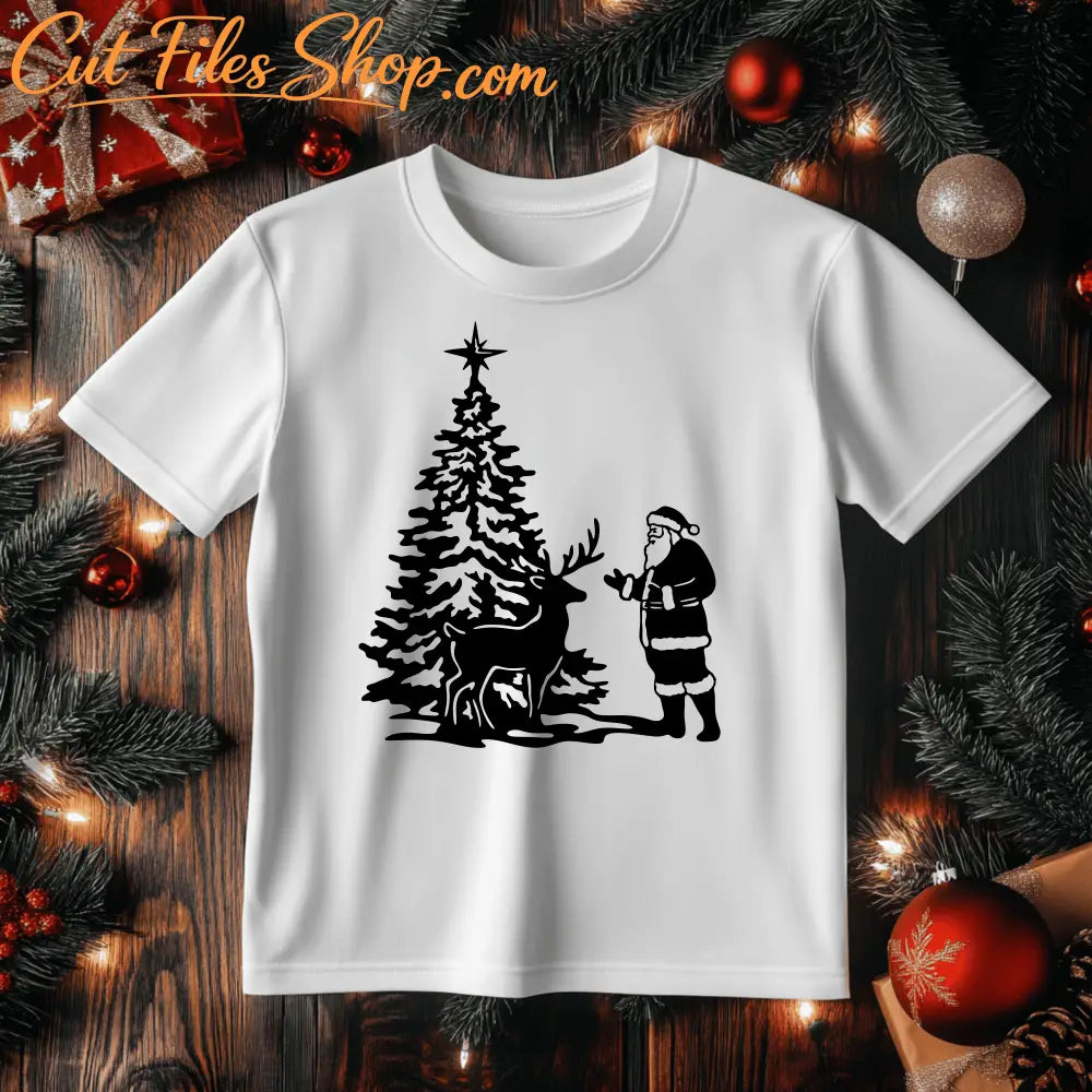 Santa and Reindeer SVG, Christmas Tree Cut Files for Cricut & Silhouette, DXF for CNC, DIY Christmas Decoration, Christmas Gift DIY