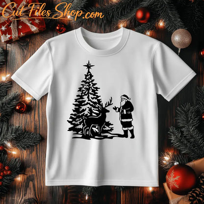 Santa and Reindeer SVG, Christmas Tree Cut Files for Cricut & Silhouette, DXF for CNC, DIY Christmas Decoration, Christmas Gift DIY