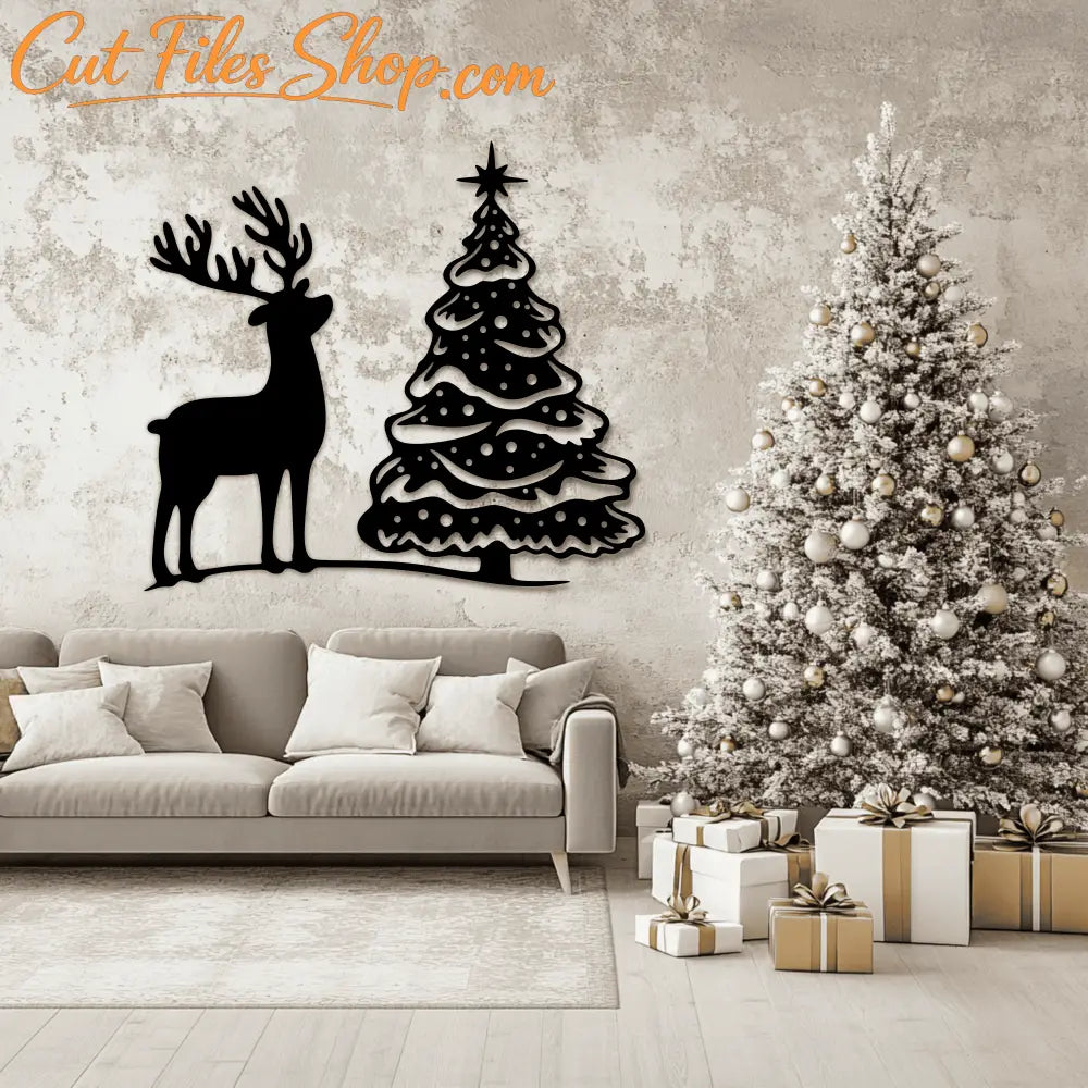 Christmas Tree DXF, Santa and Reindeer SVG, Cutting Files for Cricut & Silhouette, DIY Holiday Decor, Trendy Svg files