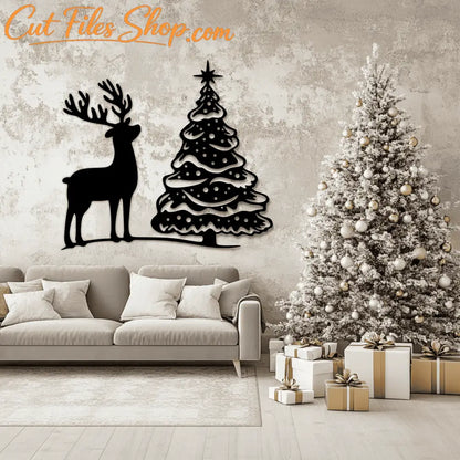 Christmas Tree DXF, Santa and Reindeer SVG, Cutting Files for Cricut & Silhouette, DIY Holiday Decor, Trendy Svg files