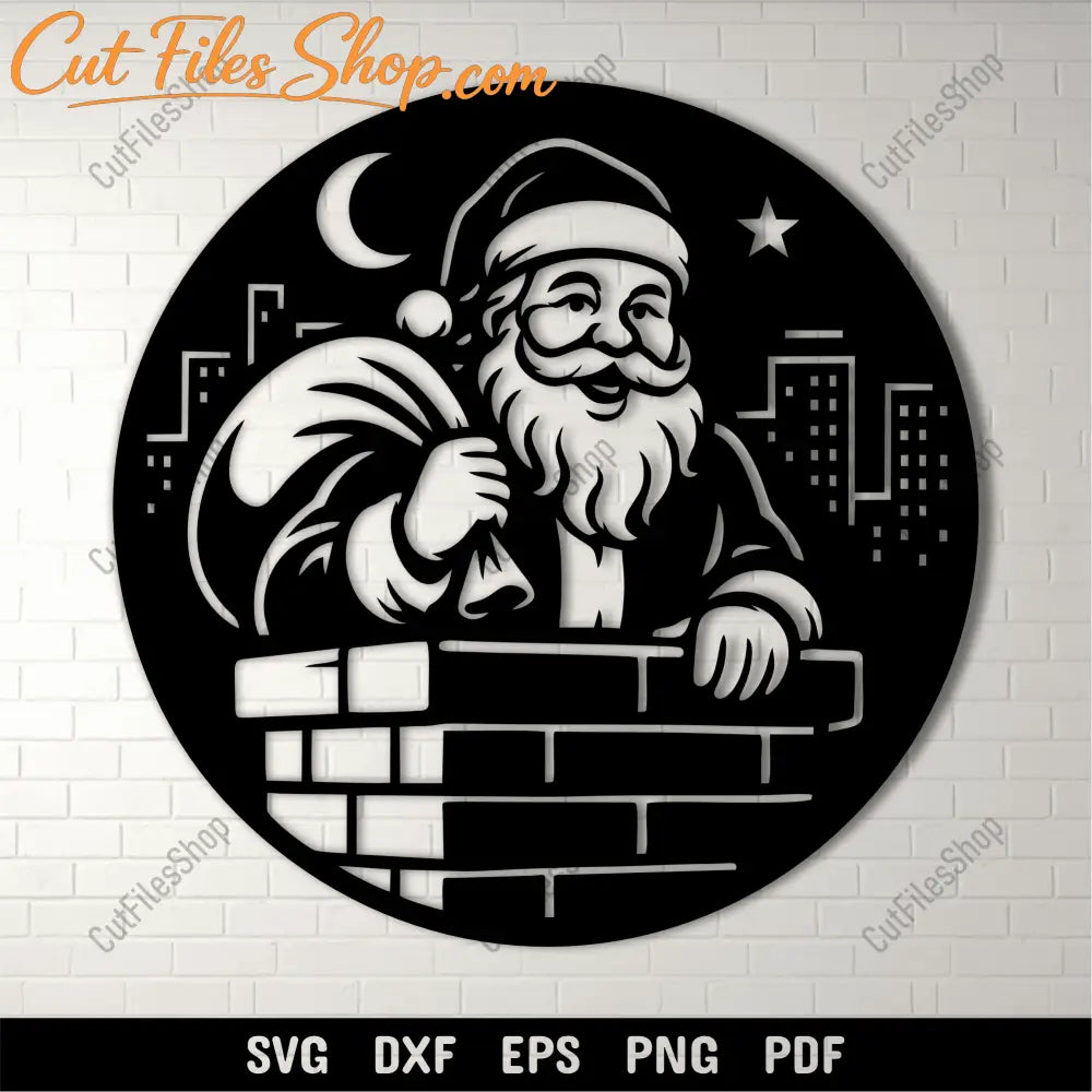 Santa Claus on roof SVG cutting file for Cricut and Silhouette