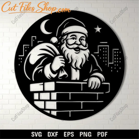 Santa Claus on roof SVG cutting file for Cricut and Silhouette
