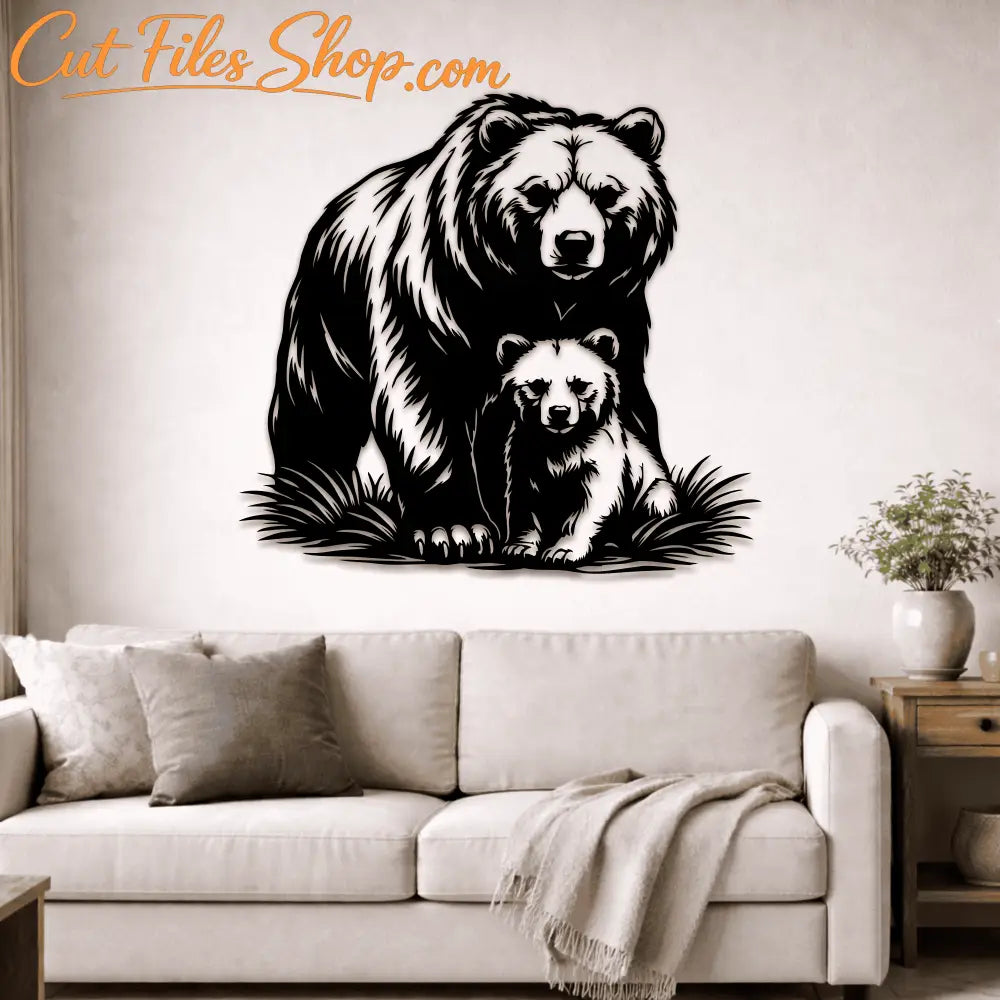 Bear and cub SVG EPS for laser engraving projects
