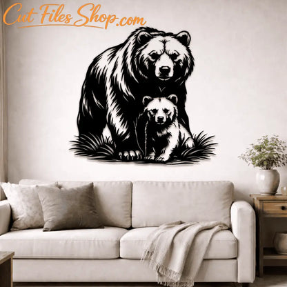 Bear and cub SVG EPS for laser engraving projects