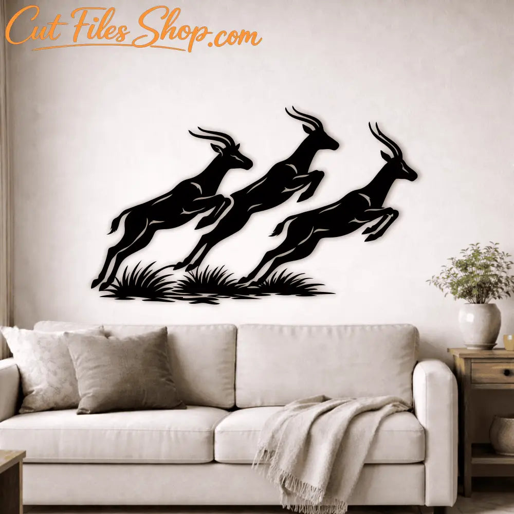 Running antelope SVG design for CNC and laser cutting machines