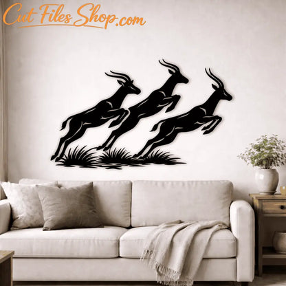 Running antelope SVG design for CNC and laser cutting machines
