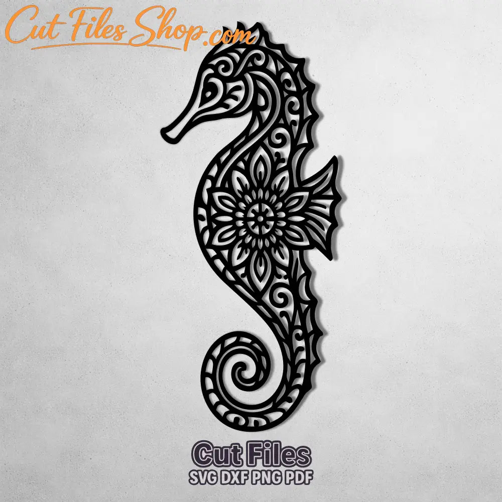 seahorse mandala svg artwork