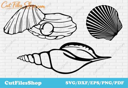 Sea shells svg images, dxf images for laser cut, svg cut files for cricut, cut files shop, svg images