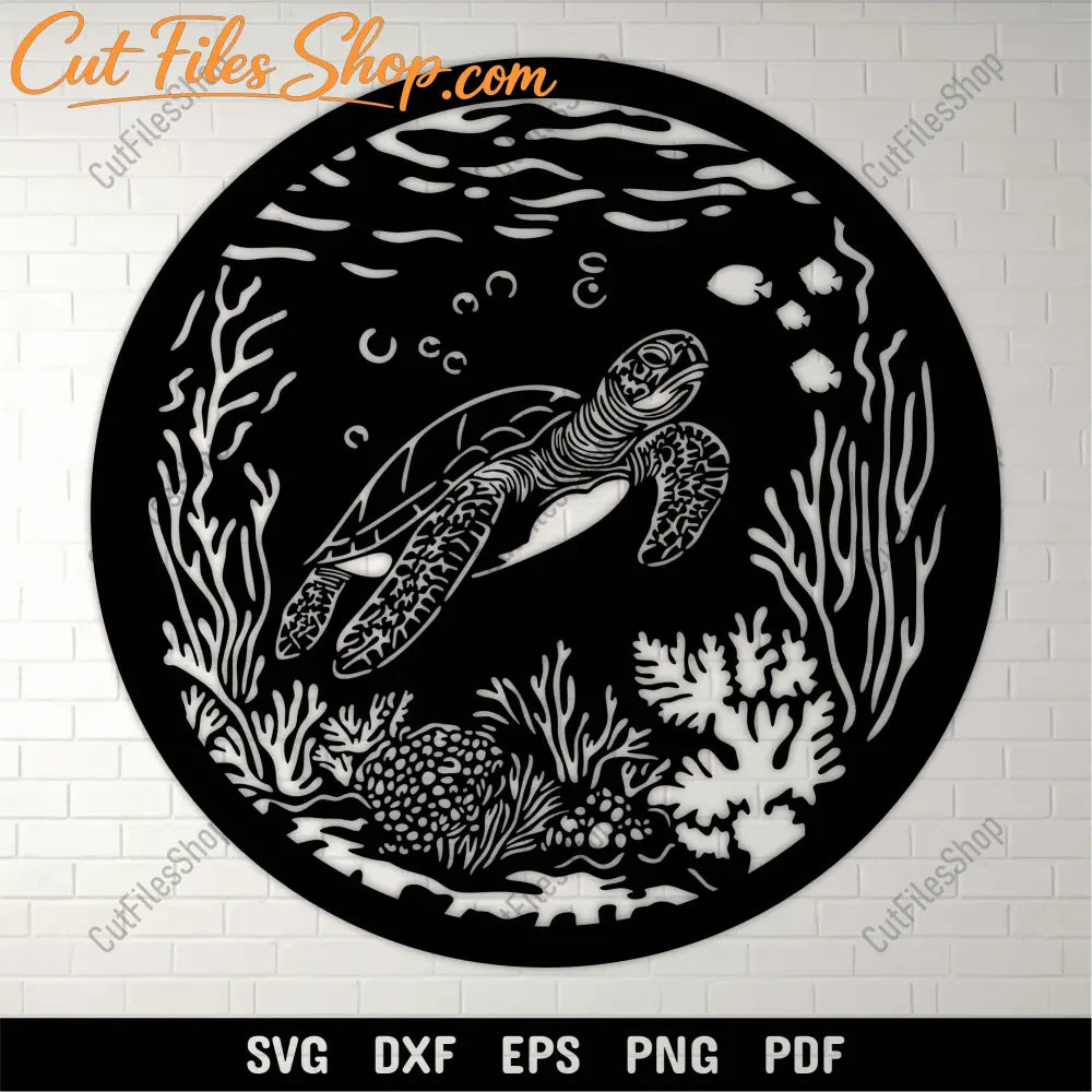 Sea Turtle DXF for CNC & Laser, SVG for Cricut Projects, DIY Wall Decal