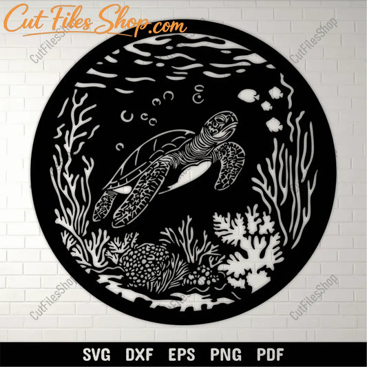 Sea Turtle DXF for CNC & Laser, SVG for Cricut Projects, DIY Wall Decal