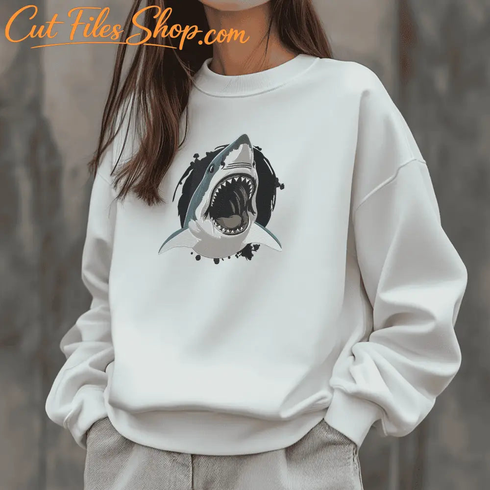 Shark embroidery file in DST, PES, EXP formats