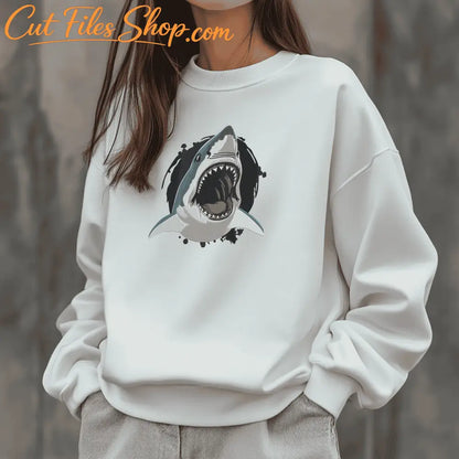 Shark embroidery file in DST, PES, EXP formats