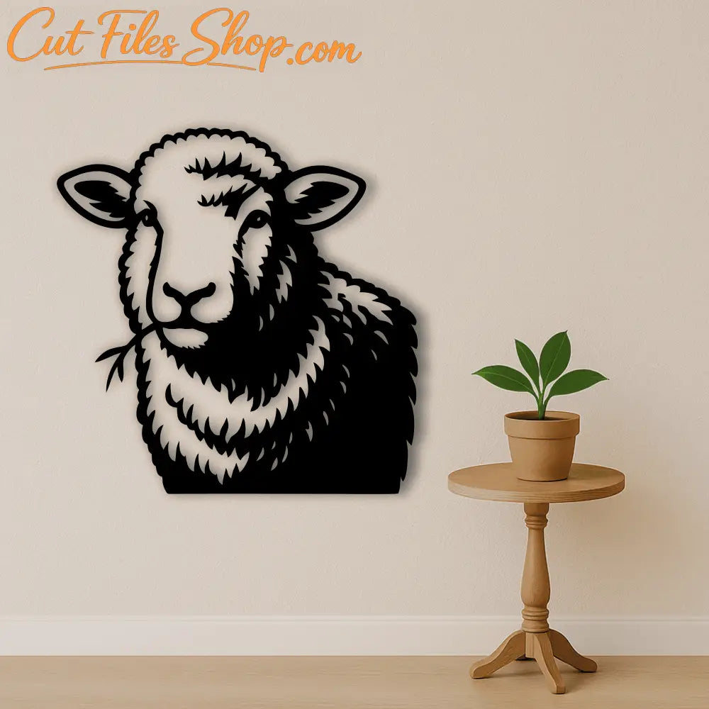 Rustic farmhouse sheep metal wall art template